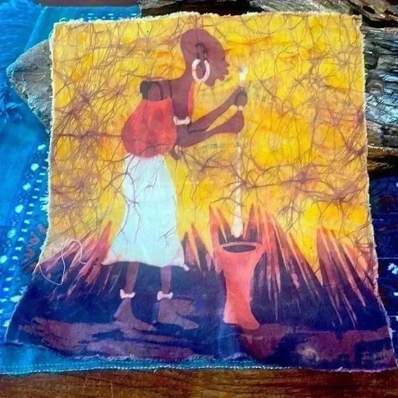 Vintage African 12 x 12 piece of canvas. Came from Africa so many years ago. - Picture 1 of 3